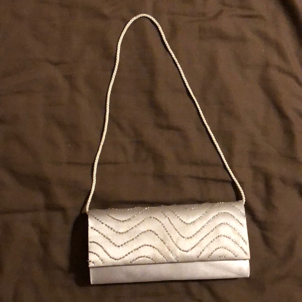 Silver sequin clutch/shoulder bag